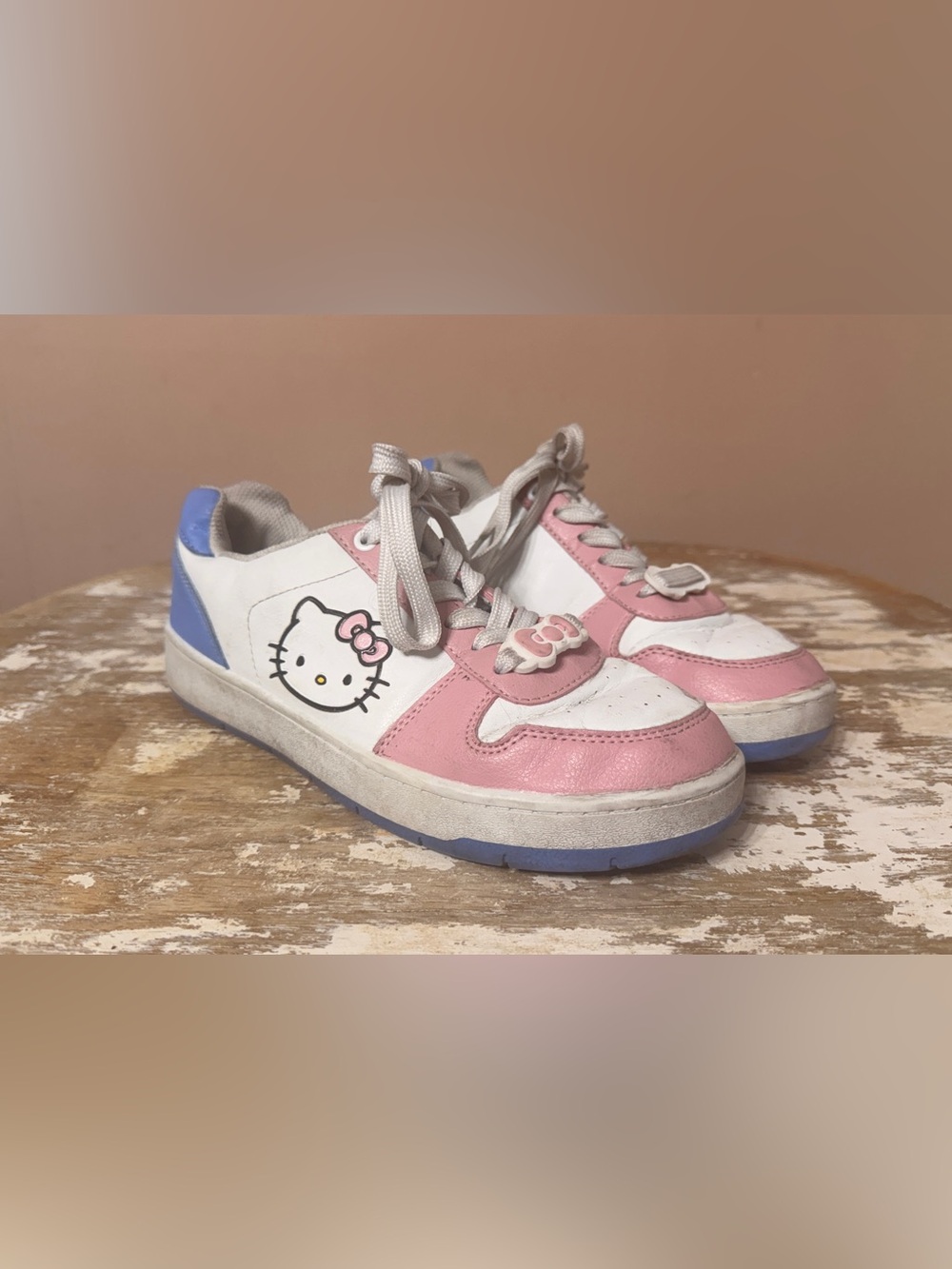 Hello Kitty White and Pink ' Lace-Up Sneakers